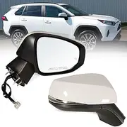Lqito Right Passenger Side Mirror Fits 2019-2025 Toyota Rav4 with Power Heated Turn Signal and Blind Spot Match Super White Replace 879100R271(8 Pins)