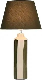Lexi Lighting Asha Ceramic Table Lamp, Cream Green Painted Striped Ceramic Base, TC Tapered Shade, E27, H56cm, On/Off in-line Switch, Modern Nightstand Bedside Desk Light for Bedroom Home Decor