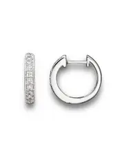 Diamond Bezel Set Huggie Hoop Earrings in 14K White Gold, .30 ct. t. w.
