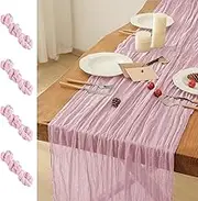 Leetaltree 4 Pack Pink Cheese Cloth Table Runner, 35x120 Inch Boho Rustic Cheese Table Runner, Table Runners for Bridal Baby Shower Decorations or Wedding Table Decorations