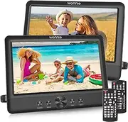 WONNIE 10.5" Dual Screen DVD Player Portable CD Players for Car with 5-Hour Rechargeable Battery, USB/SD/MMC Support, Play a Same or Two Different Movies (2 X DVD Player)