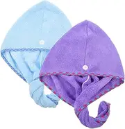 OSOLADY 2pcs Fashionable Dry Hair Cap Soft Head Towels High Water Absorption for Fast Drying