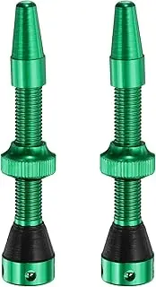 uxcell 2pcs Tubeless Valve Stems 44mm Aluminum Alloy Tubeless Valve Super Light No Leak Durable with 4 Hole and Caps Fit Most Bicycle Tubeless Rims, Green
