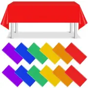 12 Pack Assorted Color Rectangle Plastic Tablecloth Disposable Rainbow Tablec...