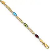 14k Yellow Gold Fancy Natural Diamond and Gemstone Rainbow Bracelet