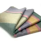 SOFT & WARM STRIPED ALPACA LLAMA WOOL BLANKET THROW 97"x67" QUEEN BED SOFA COUCH