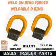 2x Weld on Forged Ring Trailer Tie Down Anchor Point Weldable Lashing D Ring 1T