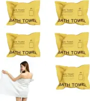 5-Pcs Compressed Bath Towels - 140x70cm Soft & Absorbent Reusable Towels