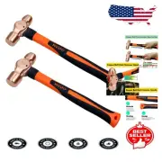 DIN Standard Copper Ball Peen Hammer Set - 3/4lb & 1lb with Fiberglass Handles