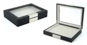 Quality Black Wooden Cufflink Display Box Ring Tie Clip Storage Case Organizer.e