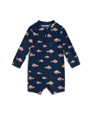 Firsts by petit lem Boys' Clownfish Print Long Sleeved Rashguard Swimsuit - Baby