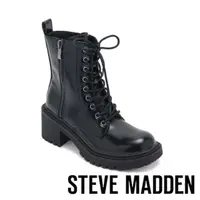 在飛比找momo購物網優惠-【STEVE MADDEN】CANNY 皮革綁帶厚底短靴(黑
