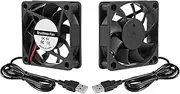 Shutao 2Pcs 60mm USB Brushless Cooling Fan 2.36in x 2.36in x 0.59in, 5V DC, 18.2CFM, 3500RPM, 25DBA, Compatible with 3D Printer, Purifier, Speaker, Gaming Console, Desktop