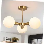 Betkas 3-Lights Semi Flush Mount Ceiling Light Fixture Brushed Gold Light