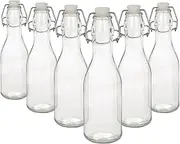 Argon Tableware 250ml Glass Bottles with Swing Top - Clear - 6x Reusable Empty Water Wine Milk Olive Oil Juice Gin Home Brew Brewing Drinking Fridge Dispenser Storage Jars with Stopper Lid