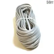50FT RJ11 6P4C Straight Telephone Phone Line Flat Cable Cord For Data Silver