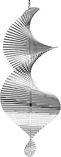 Beauty and the Wind Wind Spinner Metal Garden Spinners Outdoor Garden Art for Backyard Outdoor Hanging Decor and Spinners for Yard and Garden Ornaments 3D Shape (Silver Helix)