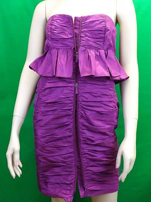 NWT MIU MIU PRADA PURPLE ZIP FRONT BUSTIER MINI COCKTAIL EVENING DRESS 40 6
