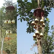 1PCS Solid Red Wood 10/13/18 Copper Bells Wind Chimes Hangings Outdoor Garden Yard Windchime Home Decoration(10 Bells Wind Chimes)