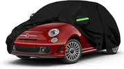 Waterproof Car Covers Replace for 2007-2024 Fiat 500/500C, 6 Layers All Weather Custom-fit Car Cover with Zipper Door & Windproof Bands for Snow Rain Dust Hail Protection