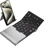 iClever Foldable Bluetooth Keyboard, BK05S Portable Wireless Folding Keyboard (Pair up to 4 Devices), Slim Pocket-Size Travel Keyboard for iPad Mac Laptop Smartphone Tablet PC Android iOS