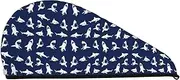 BONDIJ Shark Pattern Bath Shower Cap for Women, Coral Velvet Dry Hair Cap Absorbent Fast Drying Towels