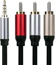 tunghey 3.5mm to 3 RCA Audio Video Cable, 3.5mm to 3-Male RCA Adapter Stereo AUX Cord AV Cable for MP3, Camcorders, Tablet, Speaker, Home Theater, DVD Player & More (1.8M)