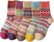 [TAXCAIX] 5 Pairs Winter Socks For Women Socks Thick Warm Soft Size 5-9, Beige, One Size