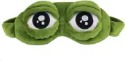 3D Frog Cute Cartoon Design Sleeping Eye Blinder Travel Office Snap Soft Plush E