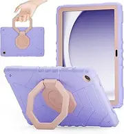 for Samsung Galaxy Tab A9 Plus Case 11 inch 2023 with 360° Rotating Kickstand, Shoulder Strap, Pencil Holder, Hand Grip, Protective Cover for Galaxy Tab A9+ (SM-X210/X216/X218), Purple Pink