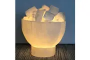 Selenite Firebowl with Lamp Chunks Rocks Natural Raw Crystal Healing Mineral