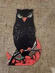 U Pick Vintage Inspired Green Eye Owl Man in Moon Halloween Cardstock Decoration