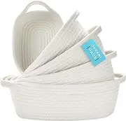 OrganiHaus Set of 5 White Rectangle Storage Baskets for Organizing, Small Woven Bathroom Storage Baskets, Nursery Storage Basket for Organization, Small Organization Baskets, Small Rope Basket