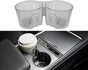 SOULWIT Center Console Cup Holder Insert for Tesla Model 3/Model3(2017-2023) and Model Y(2019-2025), Durable Waterproof Protective TPU Case Mat Cover - Clear Black