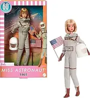 Mattel Barbie Miss Astronaut Doll Collectible with Silver Suit, Space Boots & Helmet Accessory, 1965 Vintage Repro