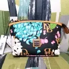 Dooney & Bourke Hydrangea Monogram Cosmetic Pouch Bag Multipurpose Clutch In Blk