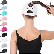 [BUTITNOW] New Upgraded Women Criss Cross Hat High Ponytail Baseball Caps Adjustable High Messy Bun Ponycap Trucker Hats