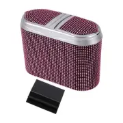 Car Trash Can Hanging Car Door Rhinestone Plastic Trash Bin Pink Black 1pcs