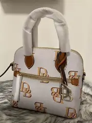Dooney & Bourke Monogram Domed Satchel Adjustable Crossbody Bag DB Logo ASH