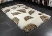 4862 Organic Lamb Rug "Toffee Cream" - Fur Carpet Genuine Pelt Runner Real Pelt
