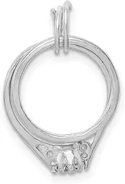 [JewelryWeb] 925 Sterling Silver Polished Moveable Wedding Ring Set Charm 19x15mm Wide
