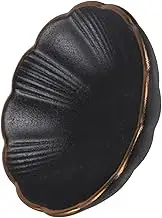 CHICAMPERA 1Pc Black Ceramic Seasoning Dish with Gold Edging Small Snack Plate for Appetizers Condiments and Salad Elegant Western Tableware for Home and Restaurant Use