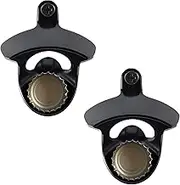 Black Vintage Bottle Top Opener Magnetic Wall Mounted, Classic Rustproof Beer Bottle Cap Opener for Post (2 Packs)