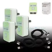 3X 4 USB PORT WALL ADAPTER+6FT CABLE POWER CHARGER BLACK FOR IPHONE 4S IPOD IPAD