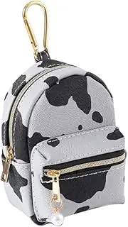 [QeenRTUU] Printed Cow Pattern Coin Purse Pouch Real Littles Backpack Mini Backpack Style Key Chain Coin Purse for Women Small Wallets Purse Keychain Coin Pouch Bags, Grey, Mini Backpack Style Coin