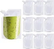 Travel Pouch,10PCS Plastic Reusable Hip Flask with Spout,Drink Pouches for Festivals Hide Alcohol,Juice, Sneak Booze, Liquor, Rum, Water-220ml