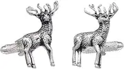 [GS CUFFLINKS] Country Stag with Antlers Cuff Links Cufflinks Presented in a GS Cufflink Box, One Size, Metal, No Gemstone