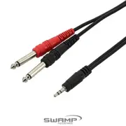 SWAMP Stereo 1/8" Mini-Jack to Dual 1/4" Cable - Smartphone to Mixer 3.5mm AUX