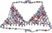 [APLVFFZH] Women's Body Chain Bikini Harness Chain Trendy Sleeveless Sequin Bra Bra Chain