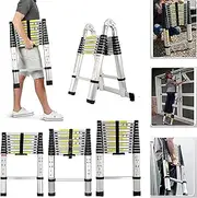 Telescopic Ladder, 6.2m/20.5ft Extension Ladder with Anti-Slip Attic Loft Roof Hook, Aluminum Collapsible Ladder Portable & Lightweight Telescoping Ladder Easy to Carry or Storage